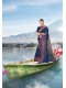 Blue Silk Heavy Bordered Saree with Embellishments