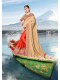 Orange-Beige Silk Heavy Bordered Saree with Embellishments