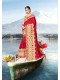 Red Silk Heavy Bordered Saree with Embellishments