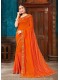 Orange Silk Elegant Bordered Saree with Embellishments