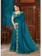 Blue Silk Elegant Bordered Saree with Embellishments