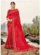 Red Silk Designer Embroidered Saree with Embellishments, Border
