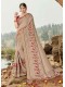 Beige Silk Designer Embroidered Saree with Embellishments, Border