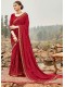 Maroon Silk Designer Embroidered Saree with Embellishments, Border