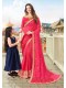 Pink Silk Designer Embroidered Saree with Embellishments, Border