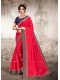 Crimson Silk Designer Embroidered Saree with Embellishments, Border