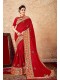 Red Silk Designer Embroidered Saree with Embellishments, Border