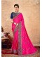 Pink Silk Designer Embroidered Saree with Embellishments, Border
