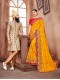 Yellow Silk Designer Embroidered Saree with Embellishments, Border