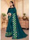 Blue Silk Designer Party wear Foil Printed Saree with Border