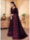 Wine Silk Designer Party wear Foil Printed Saree with Border