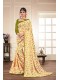 Yellow Silk Floral Printed Saree with Border 