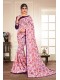 Pink Silk Floral Printed Saree with Border 