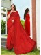 Red Shahi Chiffon Designer Printed Saree with Border & Embellishments