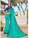 Blue Shahi Chiffon Designer Printed Saree with Border & Embellishments