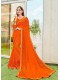 Orange Shahi Chiffon Designer Printed Saree with Border & Embellishments