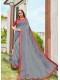 Grey Shahi Chiffon Designer Printed Saree with Border & Embellishments