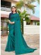 Teal Green Shahi Chiffon Designer Printed Saree with Border & Embellishments