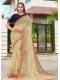 Creame Shahi Chiffon Designer Printed Saree with Border & Embellishments