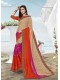 Orange-PinkMasakali Designer Printed Saree with Border & Embellishments