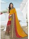 Yellow-Red Masakali Designer Printed Saree with Border & Embellishments