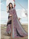 Grey-Black Masakali Designer Printed Saree with Border & Embellishments