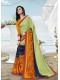Green Masakali Designer Printed Saree with Border & Embellishments