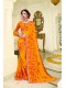 Saffron Georgette Printed Saree with Border, Embellishments 