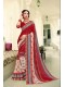 Red Georgette Printed Saree with Border, Embellishments 
