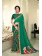 Green Georgette Printed Saree with Border, Embellishments 