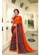 Orange Georgette Printed Saree with Border, Embellishments 