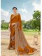 Mustard Silk Designer Printed Saree with Border & Embellishments