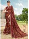 Dark Pink Silk Designer Printed Saree with Border & Embellishments