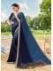 Blue Silk Designer Printed Saree with Border & Embellishments