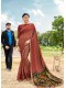 Maroon Silk Designer Printed Saree with Border & Embellishments