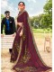 Wine Silk Designer Printed Saree with Border & Embellishments