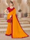 Yellow Chiffon Bordered Saree with Embellishments, Purse