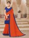 Orange Chiffon Bordered Saree with Embellishments, Purse