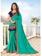 Blue Chiffon Designer Bordered Saree with Embellishments, Purse