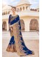 Blue Silk Embroidered Saree with Border