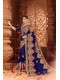 Blue Silk Heavy Designer Embroidered Saree with Embellishments, Border