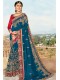 Blue Silk Heavy Embroidery & Pearl work Saree with Border