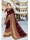 Brown Georgette Embroidered Saree with Embellishments, Border