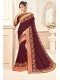 Brown Silk Embroidered Saree with Border 
