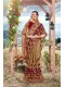 Khaki Moss Chiffon Designer Embroidered Saree with Embellishments, Border