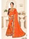 Orange Silk Embroidered Saree with Border