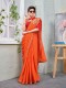 Orange Silk Fancy Embroidery & Diamond Work Shoulder Brooch Saree with Lace