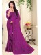 Purple Georgette Designer Embroidered Swarovski work Saree with Border