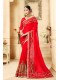 Red Georgette Designer Embroidery & Pearl work Saree with Border