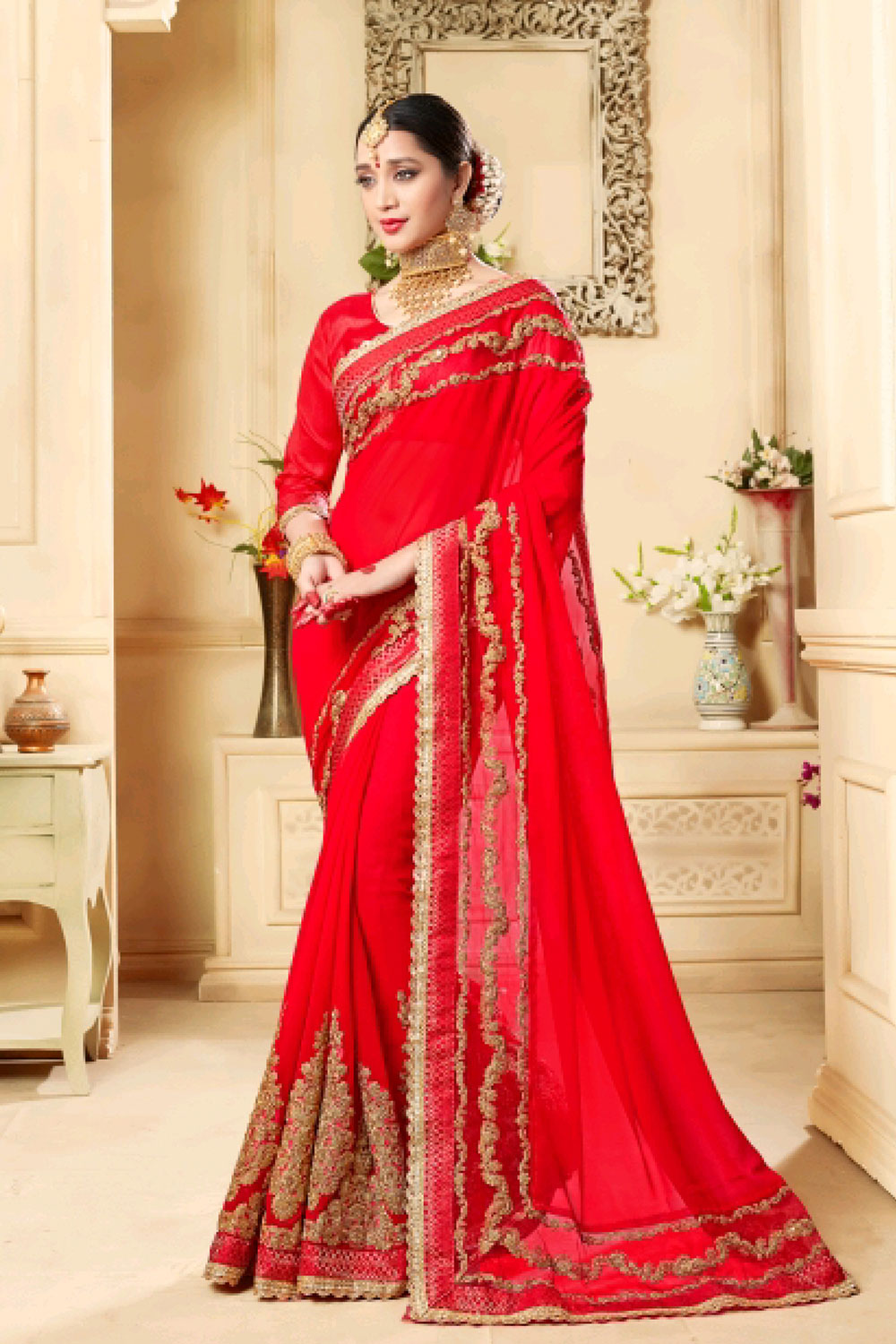 Border work 2024 saree